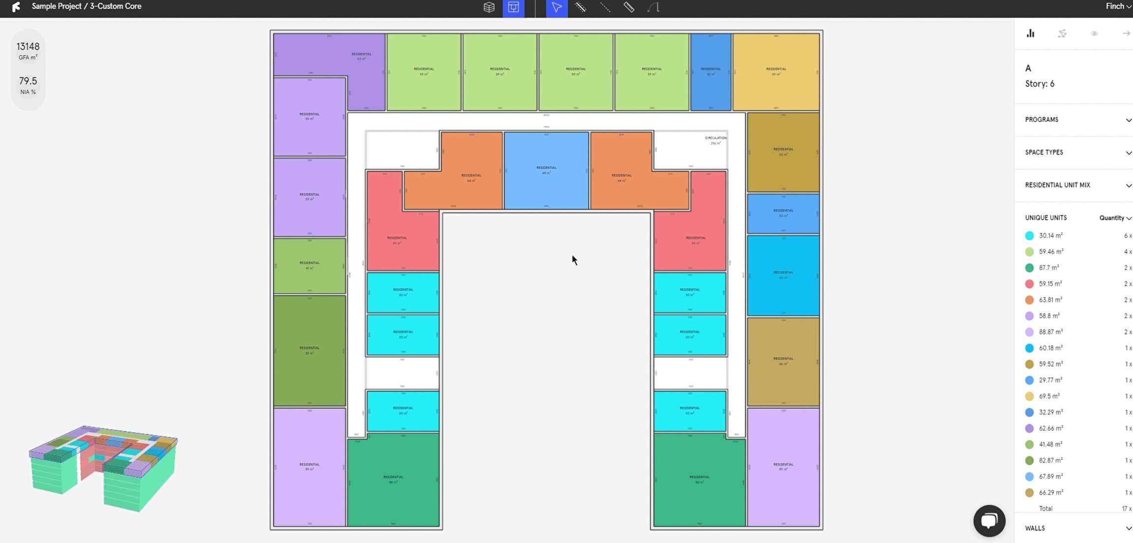 Generative Unit Mix & Circulation